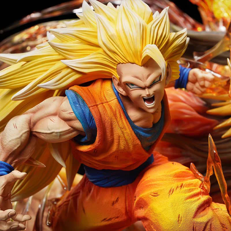 Figuras de Dragon Ball de 22cm, Goku, puño de dragón, Super Saiyan3, figura de Anime de PVC, colección de estatuas, modelo de decoración de habitación, juguetes, regalos - Imagen 3